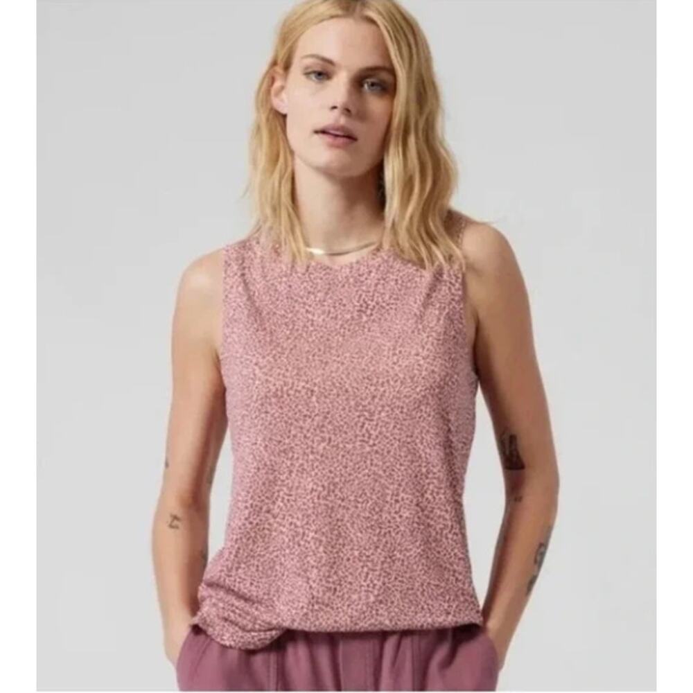 ATHLETA Breezy Tank Micro Cheetah Print Bashful Rose Modal S